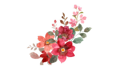 Red Flower Bourquet in Watercolor Design