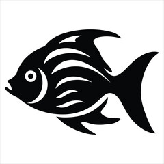 fish silhouette icon simple vector black and white wh