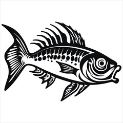 fish silhouette icon simple vector black and white wh