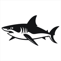 fish silhouette icon simple vector black and white wh