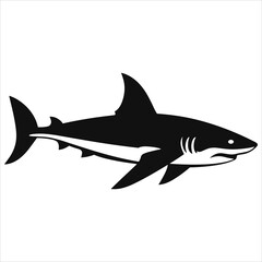 fish silhouette icon simple vector black and white wh