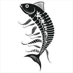 fish silhouette icon simple vector black and white wh
