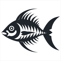 fish silhouette icon simple vector black and white wh