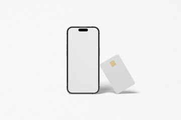Smartphone and Credit card mockup 3d rendering for presentation design
