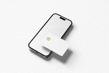 Smartphone and Credit card mockup 3d rendering for presentation design