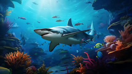 Obraz na płótnie Canvas Sharks patrolling the reef.