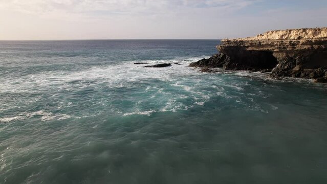 Fuerteventura, Canary islands. Coastline and beach in a tourist town.