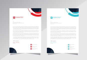 Letterhead design template blue and red color. official minimal creative abstract professional newsletter corporate modern business proposal letter head design set with red and blue color. - obrazy, fototapety, plakaty