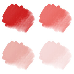 A set of four watercolor strokes. Shades of pink.