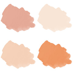 A set of four watercolor strokes. Shades of pink and orange.