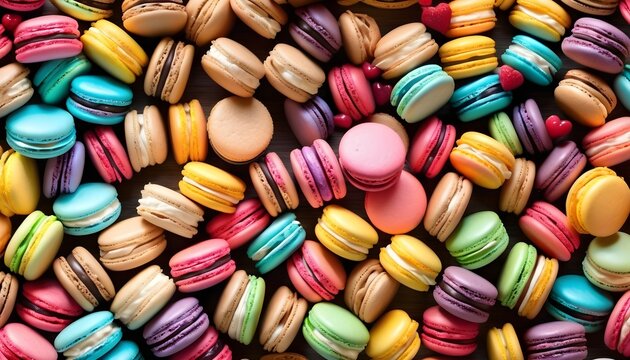 multitude of colorful macaronis background