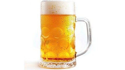 Frosty glass of light beer isolated on a white background