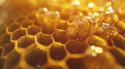 Honeycombs in closeup - obrazy, fototapety, plakaty