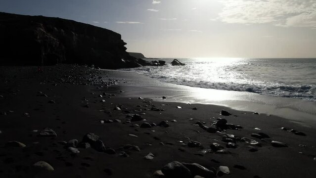 Fuerteventura, Canary islands. Coastline and beach in a tourist town.