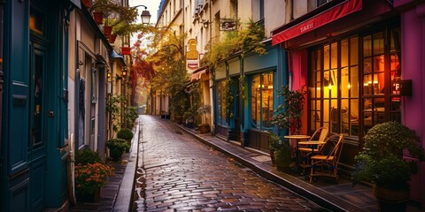 Fototapeta na wymiar Charming Parisian neighborhood filled with iconic buildings and attractions.