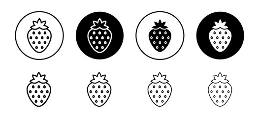 Strawberry vector icon set collection. Strawberry Outline flat Icon.