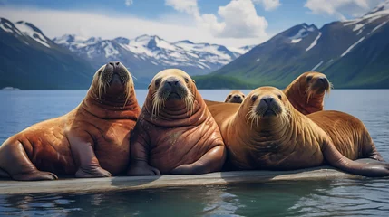 Foto op Canvas Walruses lounging on the shore. © Muhammad