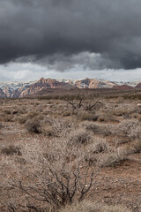 desert mountains with storm clouds