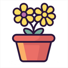 Flower Pot flat icon outline in the style of simple vector