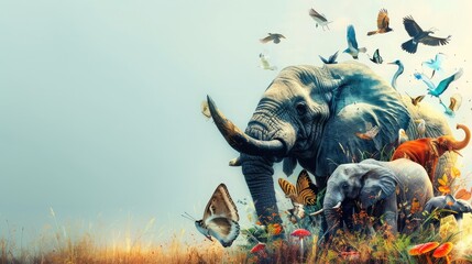 Greeting Card and Banner Design for World Wildlife Day Background