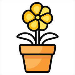 Flower Pot flat icon outline in the style of simple vector