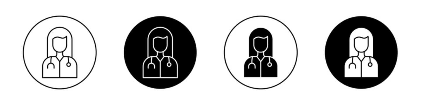 Doctor Icon Set. Medic specialist care vector symbol in a black filled and outlined style. Healing Touch Sign.