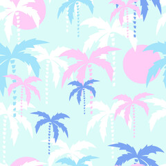 Fototapeta na wymiar Palm trees digital paper, tropical seamless pattern with palms.