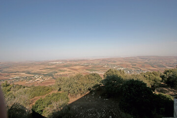 Fototapeta na wymiar Holy Land view from Basilica of the Transfiguration, Mount Tabor, Israel