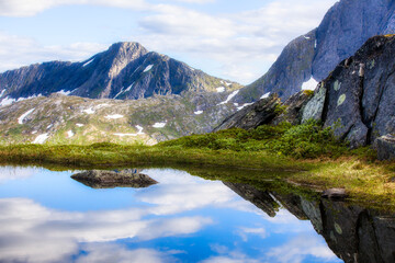 Mountain Pond by the Walking Trail to Barden on the Beautiful Norwegian Island of Senja