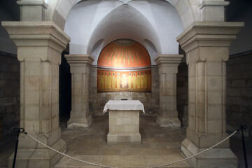 Crypt, place where Mary ascended into heaven, in the Abbey of the Dormition, Mount Zion, Jerusalem, Israel - 733018376