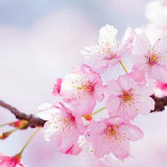 Cherry Blossoms Blooming at the start of Spring - Last days of Winter announcing the new Season of Spring - Sakura Festival Hanami 