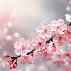 Obraz premium Cherry Blossoms Blooming at the start of Spring - Last days of Winter announcing the new Season of Spring - Sakura Festival Hanami 