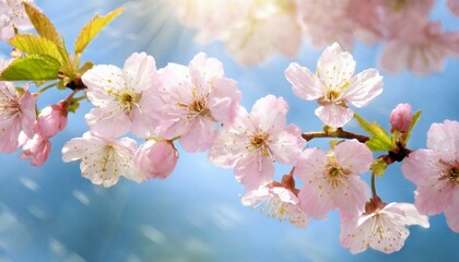 Fototapeta premium Cherry Blossoms Blooming at the start of Spring - Last days of Winter announcing the new Season of Spring - Sakura Festival Hanami 