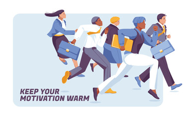 Business people running. Business competition and teamwork concept. Leadership and goals. Vector flat illustration