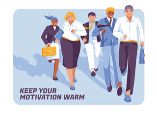 Business people running. Business competition and teamwork concept. Leadership and goals. Vector flat illustration