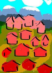 illustration of an background with houses