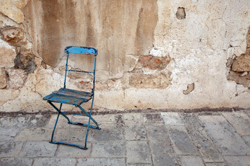 Chair, Coptic Orthodox Church located on the roof of the Church of the Holy Sepulcher in Jerusalem,...