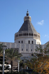 The Basilica of the Annunciation in Nazareth, Israel, stands on the site where the archangel Gabriel announced to Mary the forthcoming birth of Jesus - 733019176