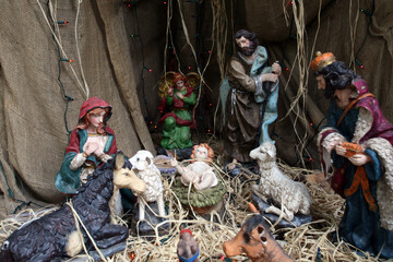 Christmas nativity scene at the Casa Nova Pilgrimage House in Bethlehem, Israel, Israel
