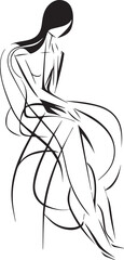 Full Body Line Drawing of Female, Abstract Modern Wall Art