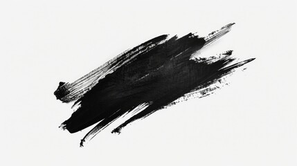 Bold Black Brushstroke Isolated on White Background Art