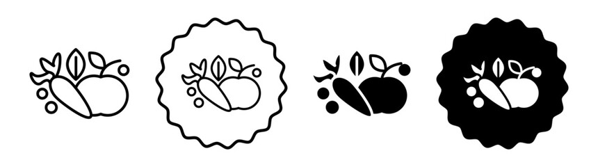 Fototapeta na wymiar Healthy food set in black and white color. Healthy food simple flat icon vector
