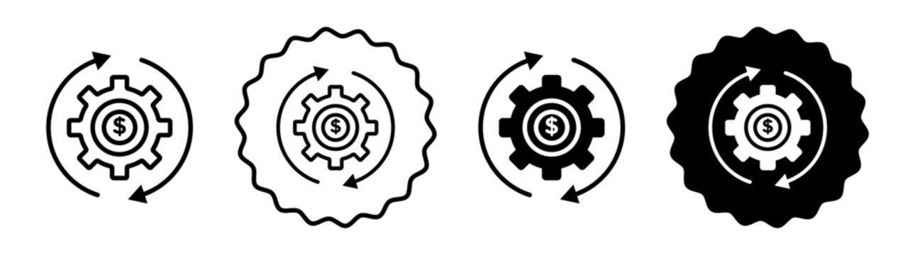 Costs optimization set in black and white color. Costs optimization simple flat icon vector