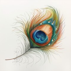 Obraz premium A colorful peacock feather, introducing textures and vibrant colors. 