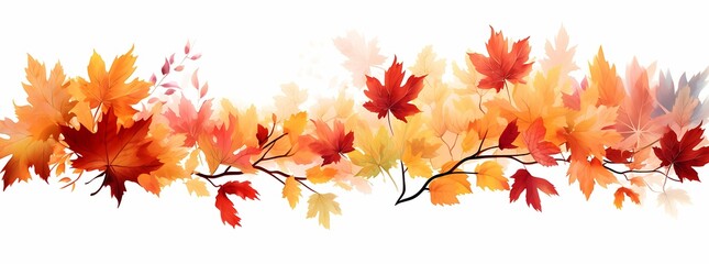 Pile of autumn leaves on a white background, AI-generated.