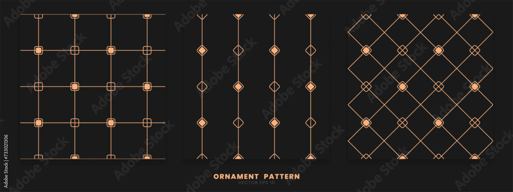 Poster A collection of patterns with minimalist and luxurious line ornaments with a combination of gold and black.