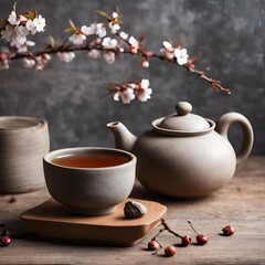 Fototapeta na wymiar Tea drinking wabi-sabi japanese style - 1