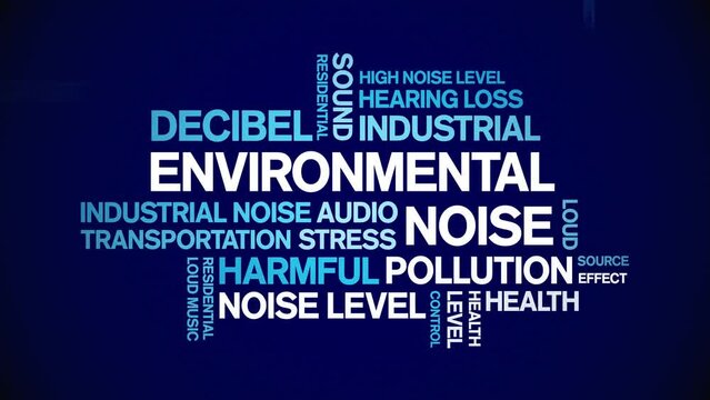 Environmental Noise animated tag word cloud;text design animation kinetic typography seamless loop.