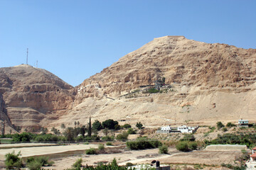 Mount of Temptation near the city of Jericho, Jordan Valley, West Bank, Palestine, Israel