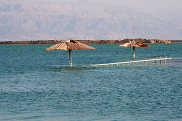 Nice sunny day at the Dead Sea resort, Israel - 733021943